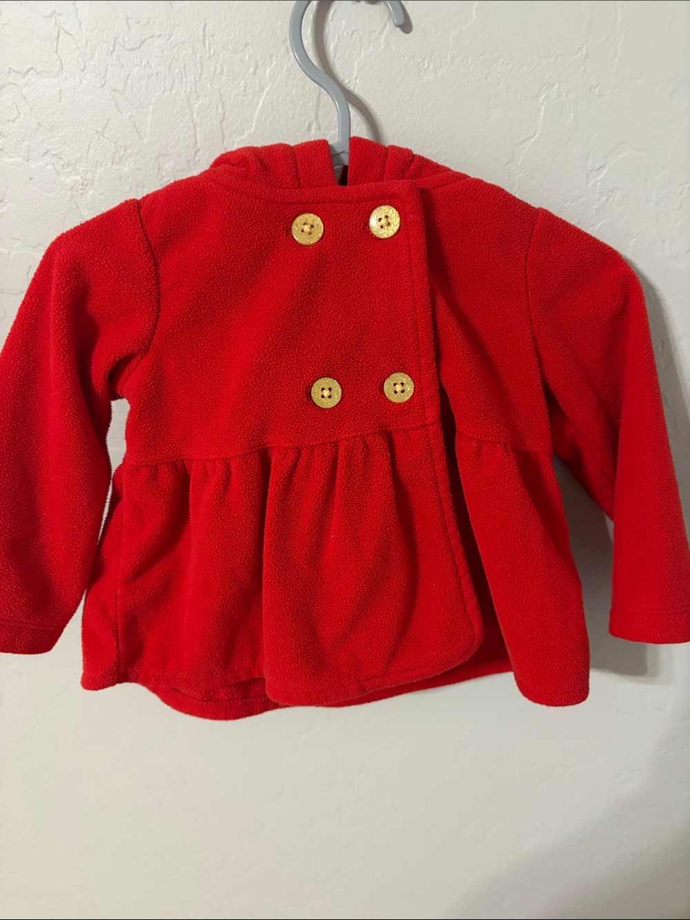 Carter's Red Double-Breasted Toddler Pea Coat with Wood-Look Buttons